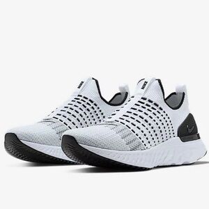 Nike React Phantom Run Flyknit 2 White Running Shoes Men’s 8.5 knit no laces